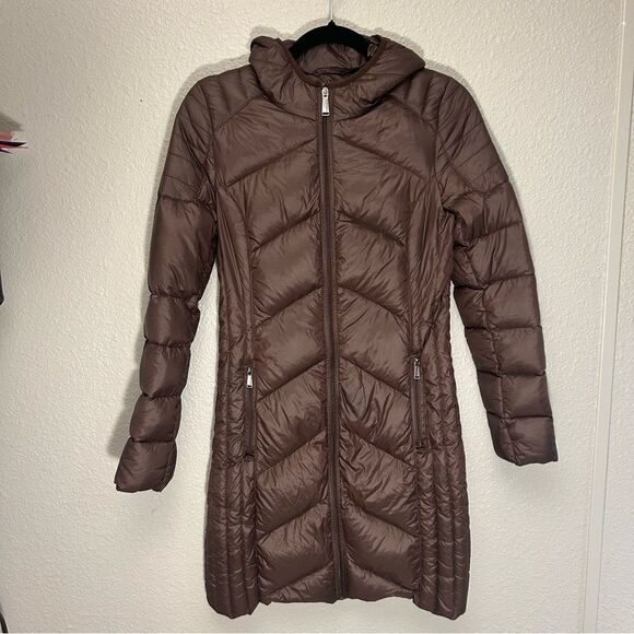 BCBGENERATION Hooded Puffer Down Packable Jacket Chocolate Brown Size XS - Picture 15 of 15